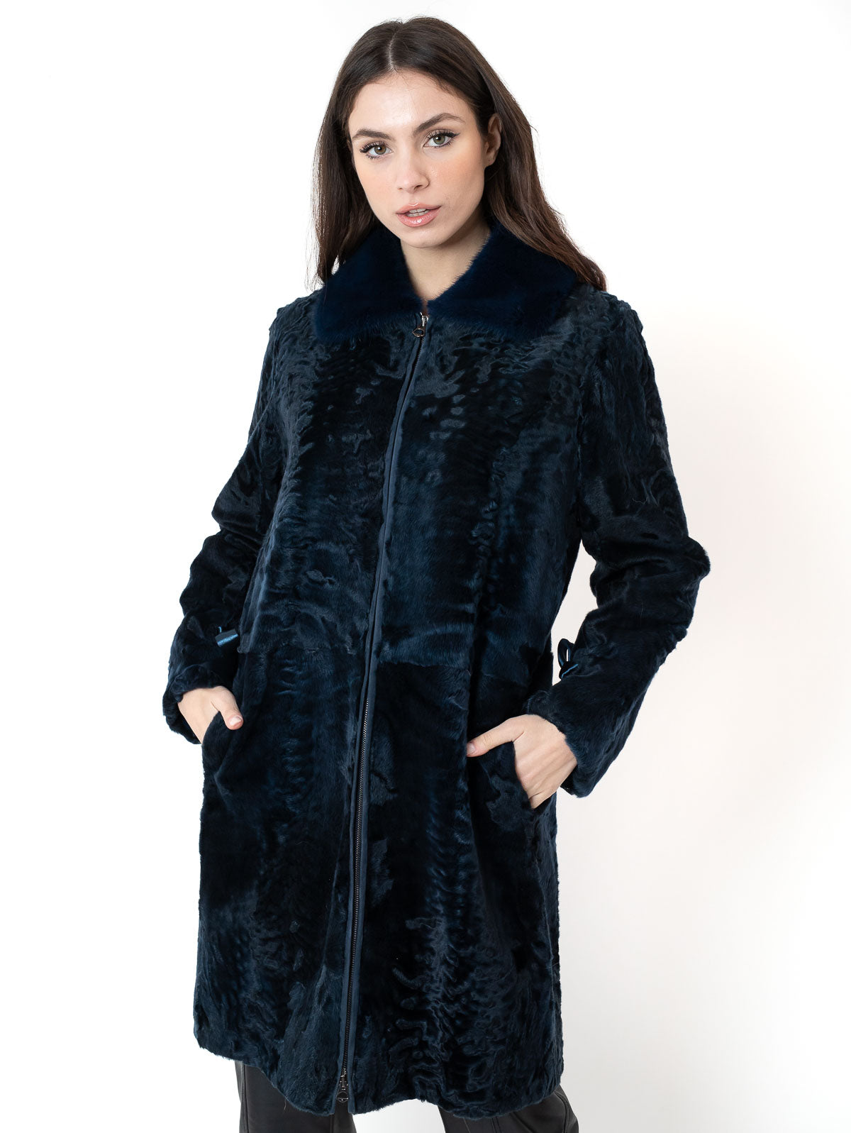 Dalila - Cappotto swakara con Collo Visone